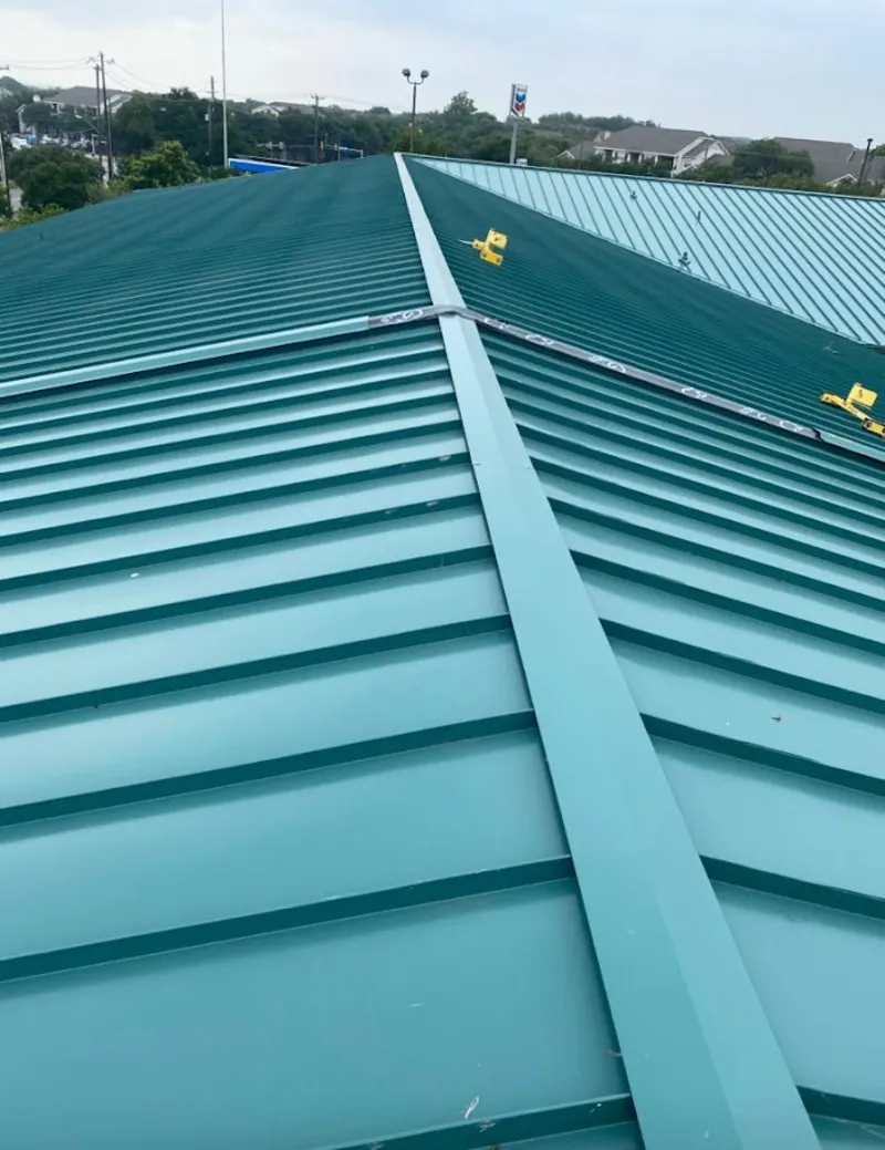 Green commercial metal roof ridge and valley for Metal Roof Repair in Lake Wisconsin